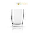 Vaso de tritan transparente con logo EcoVidasolar, presenta diseño antibalance.