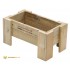 Jardinera rectangular de madera natural con patas, perfecta para decorar jardín.