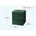 Contenedor de compost Eco King, 950 mm de alto, 800 mm de ancho/profundidad