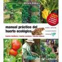 Manual práctico del huerto ecológico" de Mariano Bueno Bosch con imágenes de jardinería.
