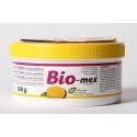 Envase redondo de limpiador Bio-mex con tapa amarilla, con detergente universal.