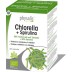Caja de Spirulina complemento alimenticio con elementos de diseño verde.