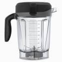 Recipiente Vitamix con asa y tapa de color negro, que muestra las medidas en el lateral.
