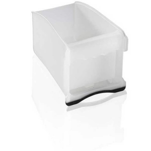 Contenedor de almacenamiento de plástico transparente con asa negra, perfecto para guardar su Rallador Combi Chef.