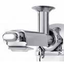 Elegante exprimidor Angel Juicer AG-5500 con diseño en cromo y acero inoxidable.