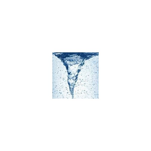 Remolino de lluvia de burbujas en líquido transparente sobre un fondo blanco.