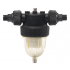 Un filtro de agua en línea negro con cámara transparente y conectores tubulares TC01. Un filtro de agua en línea negro con cámara transparente y conectores tubulares TC01.