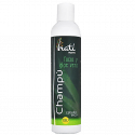 Champú ecológico en botella blanca: "Champú: fucus y aloe vera" para cabello seco.
