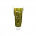 Tubo verde de crema anticelulítica Irati Organic, 200 ml, para masaje suave sobre fondo blanco.