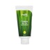 Tubo de Irati Organic etiquetado "Crema piernas cansadas" sobre un relajante fondo verde.