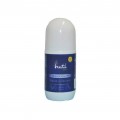 Desodorante roll-on Irati Organic con etiqueta azul, tapón blanco, fragancia a salvia y sándalo.