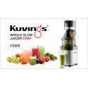 Exprimidor Kuvings CS600 con motor de 24 h, frutas, verduras y un refrescante vaso de zumo.