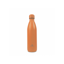 Termo de acero inoxidable Aquasana naranja sobre fondo blanco.