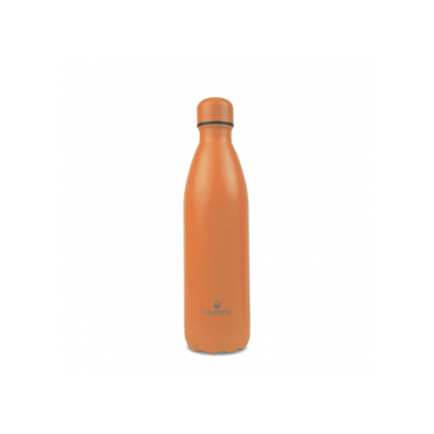Termo de acero inoxidable Aquasana naranja sobre fondo blanco.
