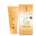 Tubo y caja de crema solar Anthyllis con FPS 30, con diseño floral y conchas.