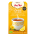 Caja de Yogi Tea Detox con Limón Amarillo que incluye una taza de té decorativa y un diente de león.