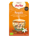 Caja naranja de Yogi Tea Regaliz, una infusión revitalizante con regaliz, canela y cardamomo.