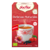 Caja roja de Yogi Tea "Defensas Naturales" con taza y fruta, potenciadora del sistema inmunológico.