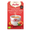 Caja de Yogi Tea Positive Energy, sabor Cranberry Hibiscus con té biológico.