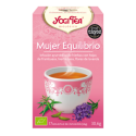 Caja rosa de Yogi Tea “Mujer Equilibrio” para el bienestar con una taza serena en el frente.