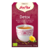Caja de té Detox Yogi Tea con motivos florales e ilustración de una taza, una infusión de hierbas.