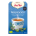 Caja de infusión Yogi Tea “Respiración” con taza y hierbas en el envase.