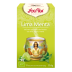 Caja de té Lima Yogi con acentos de menta, arte meditativo e imágenes de limón.