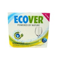 Ecover pastillas lavavajillas con lima y limón, 25 unidades para platos brillantes.