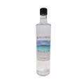 Botella transparente de Agua de Mar con etiqueta de playa de Ibiza y Formentera.