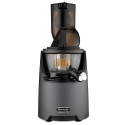 Innovador extractor, el Kuvings EVO820 negro y plateado con conducto ancho y contenedor transparente.