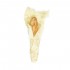 Baguette fresca envuelta en papel ecoamigable con estampado de panal.