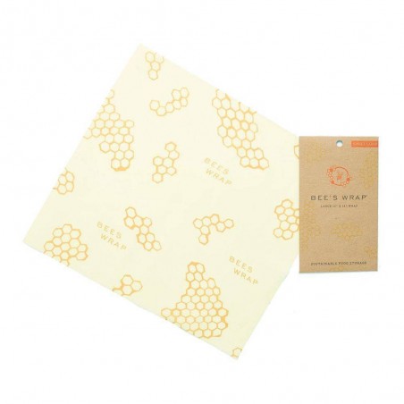 Envoltorio ecológico con estampado de panal elaborado a partir de cera de abeja.
