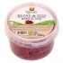 Envase de plástico de bayas de goji ecológicas con etiquetas de Bayas de Goji en castellano y catalán.