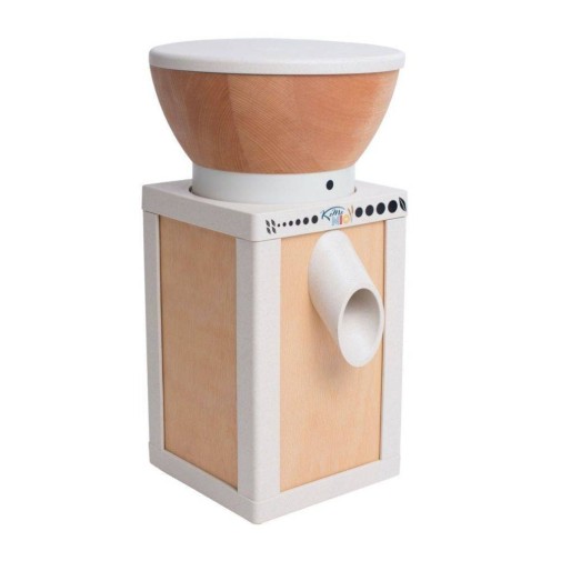 Molinillo de grano de madera y color blanco KomoMio con pico para molienda.