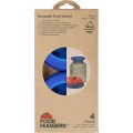 Caja de Food Huggers ahorradores de alimentos de silicona reutilizables para frutas o verduras con imagen del producto.