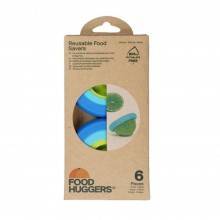 Tapas de silicona azul y verdes para comida y recipientes - Food Huggers