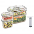Pack de 5 tuppers al vacío Tritán Plus con bomba manual.