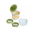 Chef en tu hogar: Cortador de verduras con cuchillas intercambiables y recipiente recolector transparente.