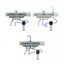 Tres diagramas de filtración de agua bajo fregadero con carbón activo y filtros.