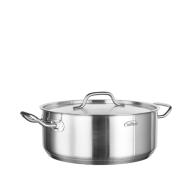 Cacerola baja profesional de acero inoxidable sin níquel con tapadera 24 cm