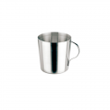 Taza de acero inoxidable con asa, reutilizable y apta para lavavajillas.