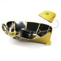 Cocina solar plegable Sungood con base amarilla y paneles reflectantes.
