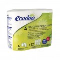 Papel higiénico ecológico compacto Ecodoo, 4 rollos reciclados y biodegradables.