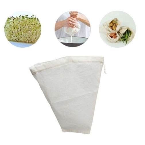 Filtros de algodón orgánico para leche vegetal y otros usos en cocina.