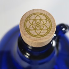 tapón de madera de la garrafa azul de vidrio de murano