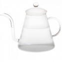 Hervidor de agua de vidrio de borosilicato con tapa.