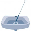 Cepillo limpiador de desagües en un lavabo.