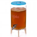 Kombuchera de vidrio Kefirko con grifo y tapa azul, ideal para hacer Kombucha casera.