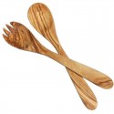 Cubiertos de servir de madera de olivo, ideales para ensaladas y alimentos.