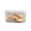 Bolsa de silicona platino porta alimentos snack - Stasher blanco con comida